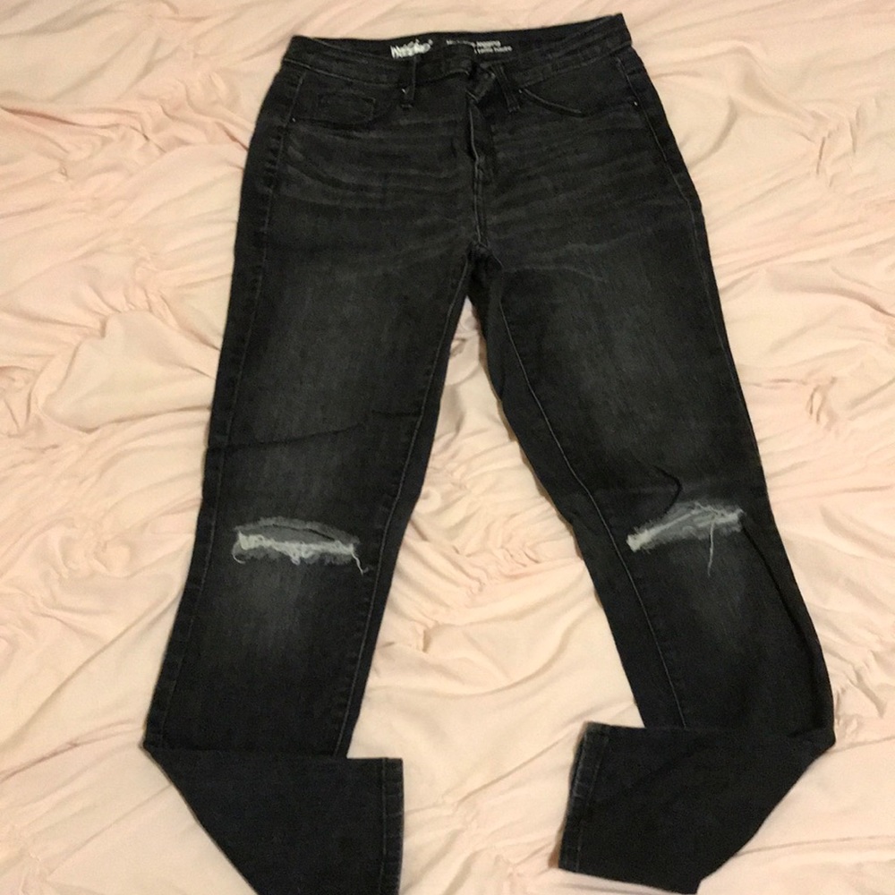 High rise dark skinny jeans